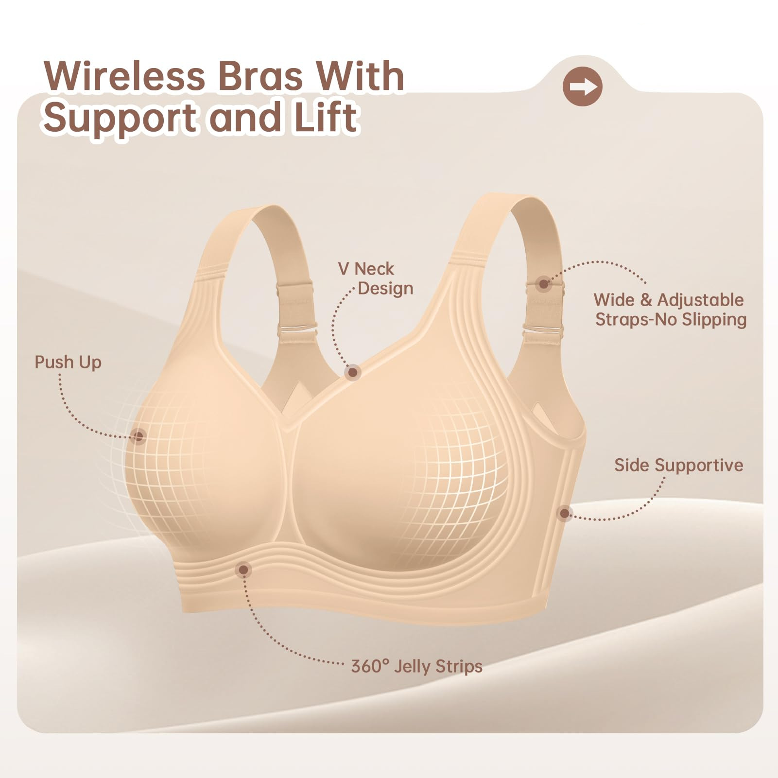 Plus Size Wireless Bra for Wom - Underwire Bra Padded บทวิจารณ์และราคา