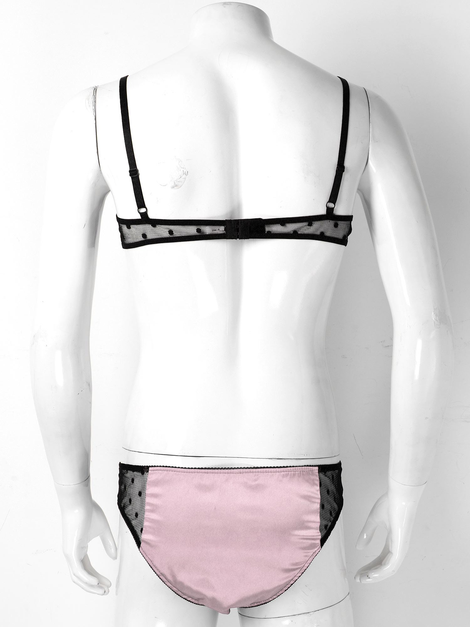Men Satin Lingerie Suit Sissy  - Sheer Mesh Bra บทวิจารณ์และราคา