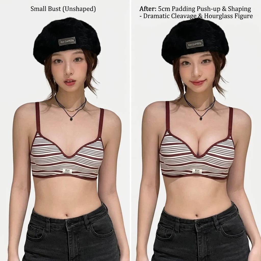 Sexy Striped Bralette Push Up  - Cotton Bra Everyday บทวิจารณ์และราคา