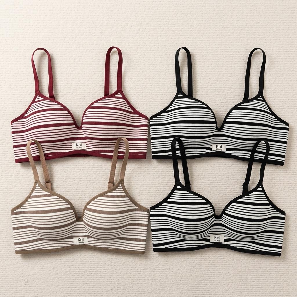 Sexy Striped Bralette Push Up  - Cotton Bra Everyday บทวิจารณ์และราคา