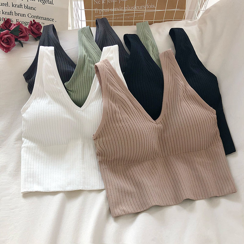 Women's Tank Crop Tops Female  - T Shirt Bra Seamless บทวิจารณ์และราคา