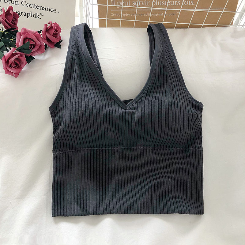 Women's Tank Crop Tops Female  - T Shirt Bra Seamless บทวิจารณ์และราคา