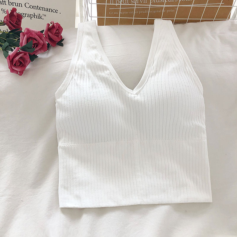 Women's Tank Crop Tops Female  - T Shirt Bra Seamless บทวิจารณ์และราคา