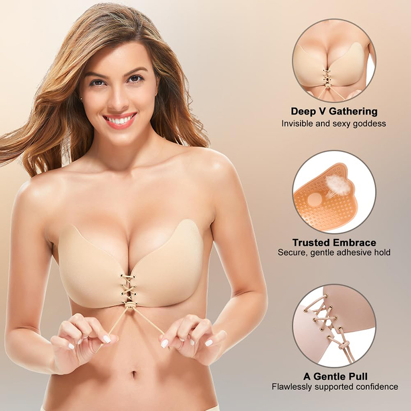 1/2 Pairs Women Summer Backles - Backless Bra Sticky บทวิจารณ์และราคา