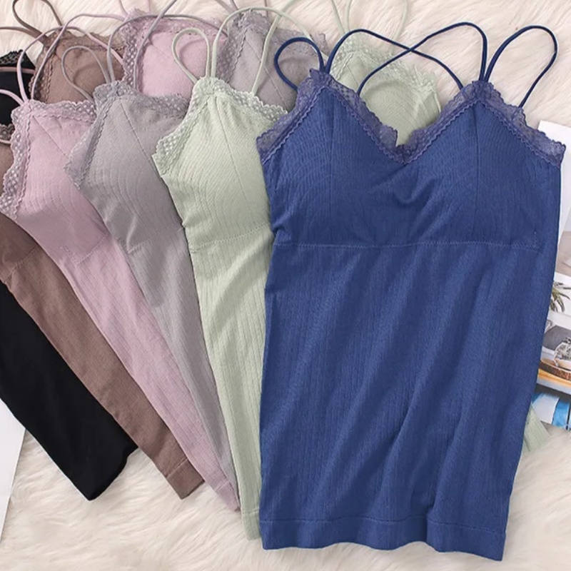 Women Padded Tank Top Seamless - T Shirt Bra Seamless บทวิจารณ์และราคา