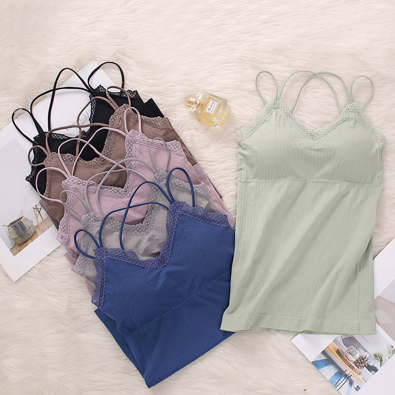 Women Padded Tank Top Seamless - T Shirt Bra Seamless บทวิจารณ์และราคา