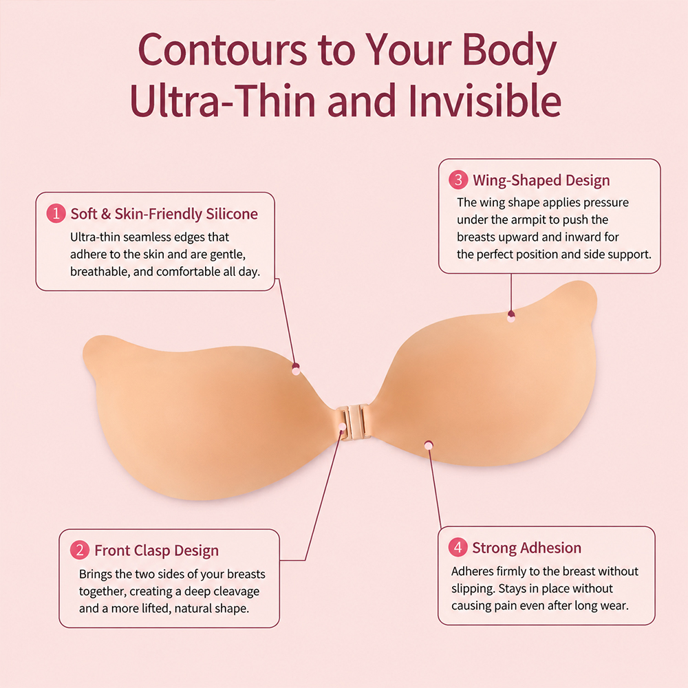 Silicone Cleavage Bra Reusable - Backless Bra Sticky บทวิจารณ์และราคา