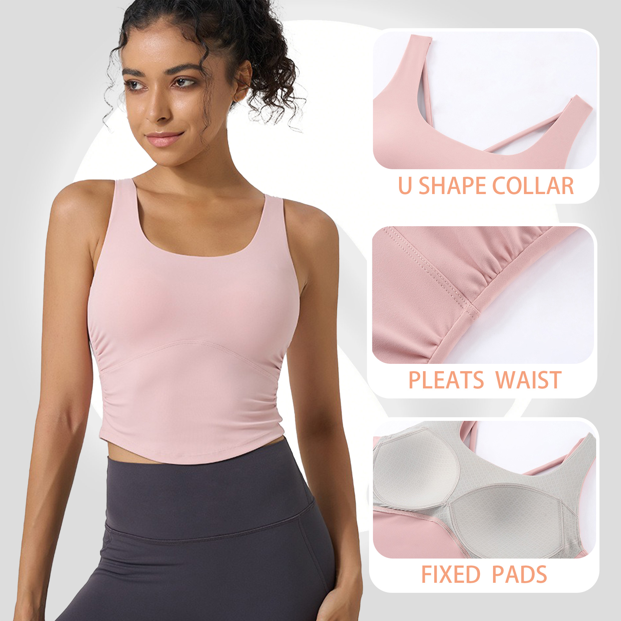Women's Fixed Cup Yoga Sports  - Sports Bra Racerback บทวิจารณ์และราคา