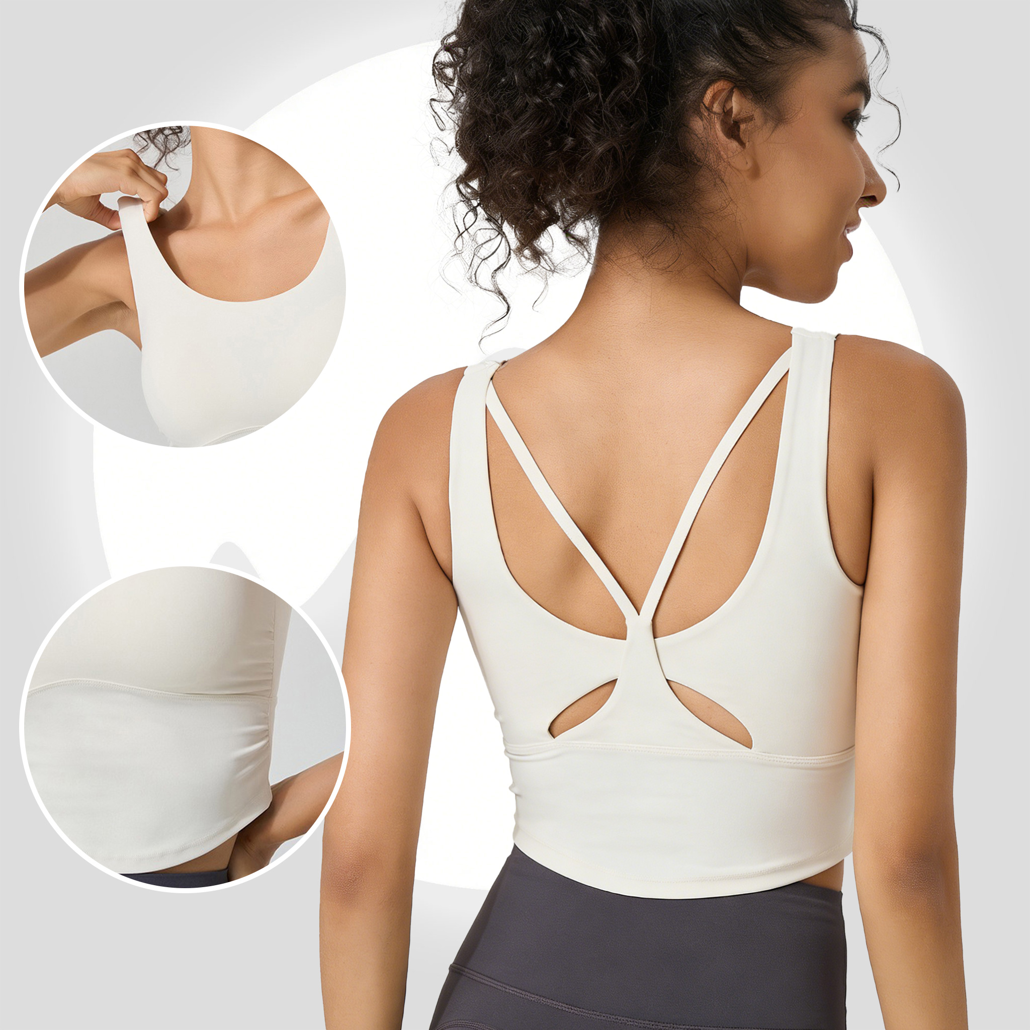 Women's Fixed Cup Yoga Sports  - Sports Bra Racerback บทวิจารณ์และราคา