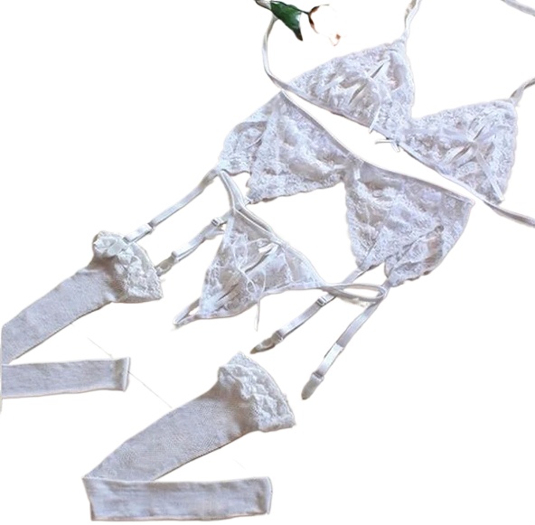 Lace Women Lingerie Set 4 Pcs  - Sheer Bra Lace บทวิจารณ์และราคา