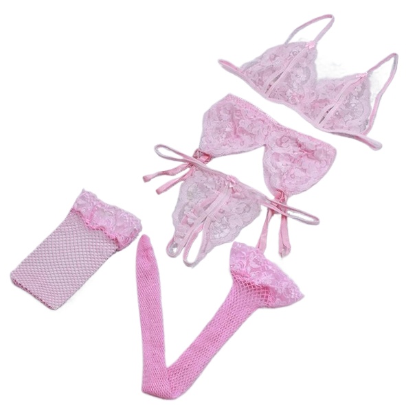 Lace Women Lingerie Set 4 Pcs  - Sheer Bra Lace บทวิจารณ์และราคา