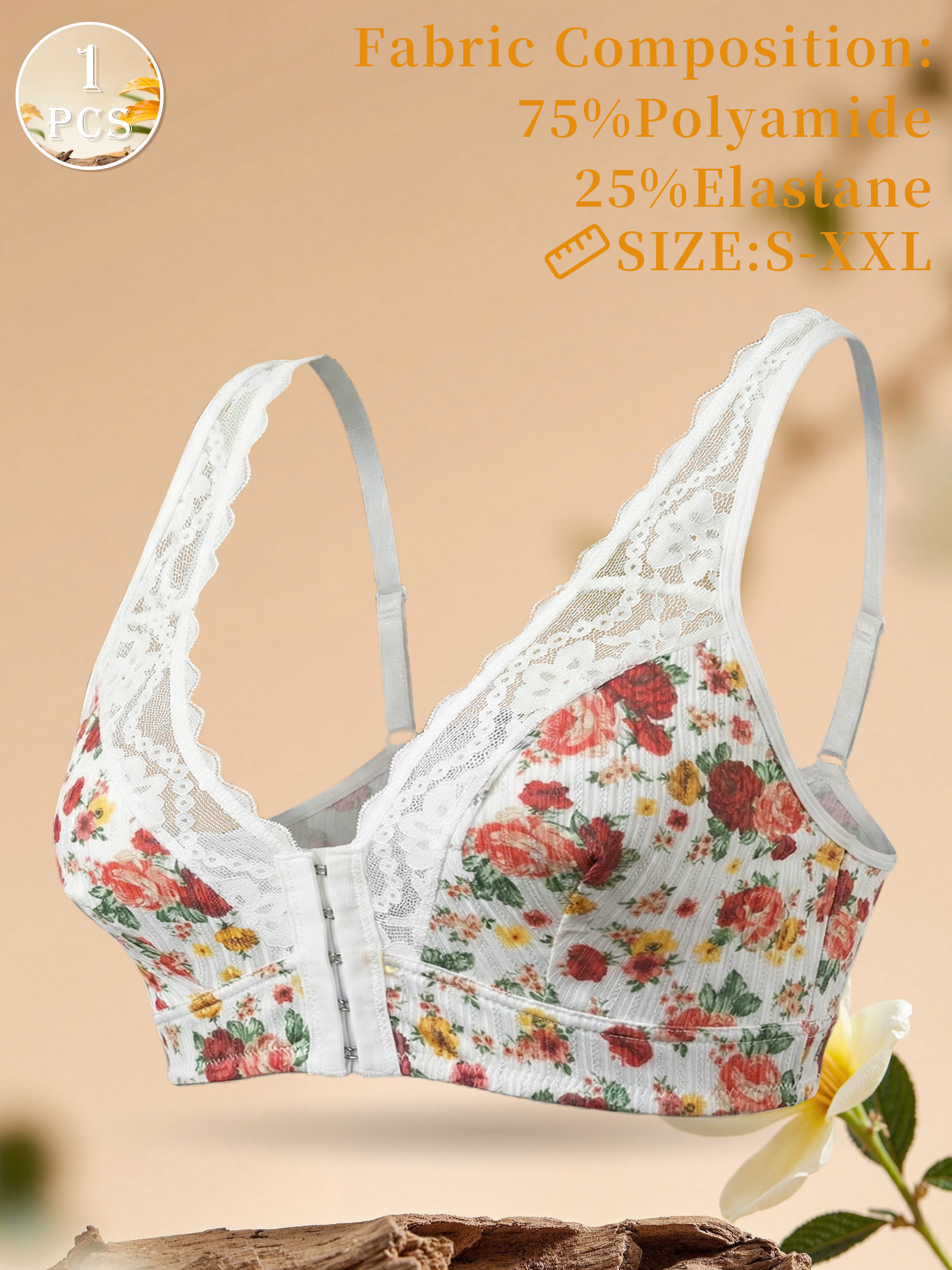 1pc Women's Floral Print Wirel - Wirefree Bra Comfort บทวิจารณ์และราคา