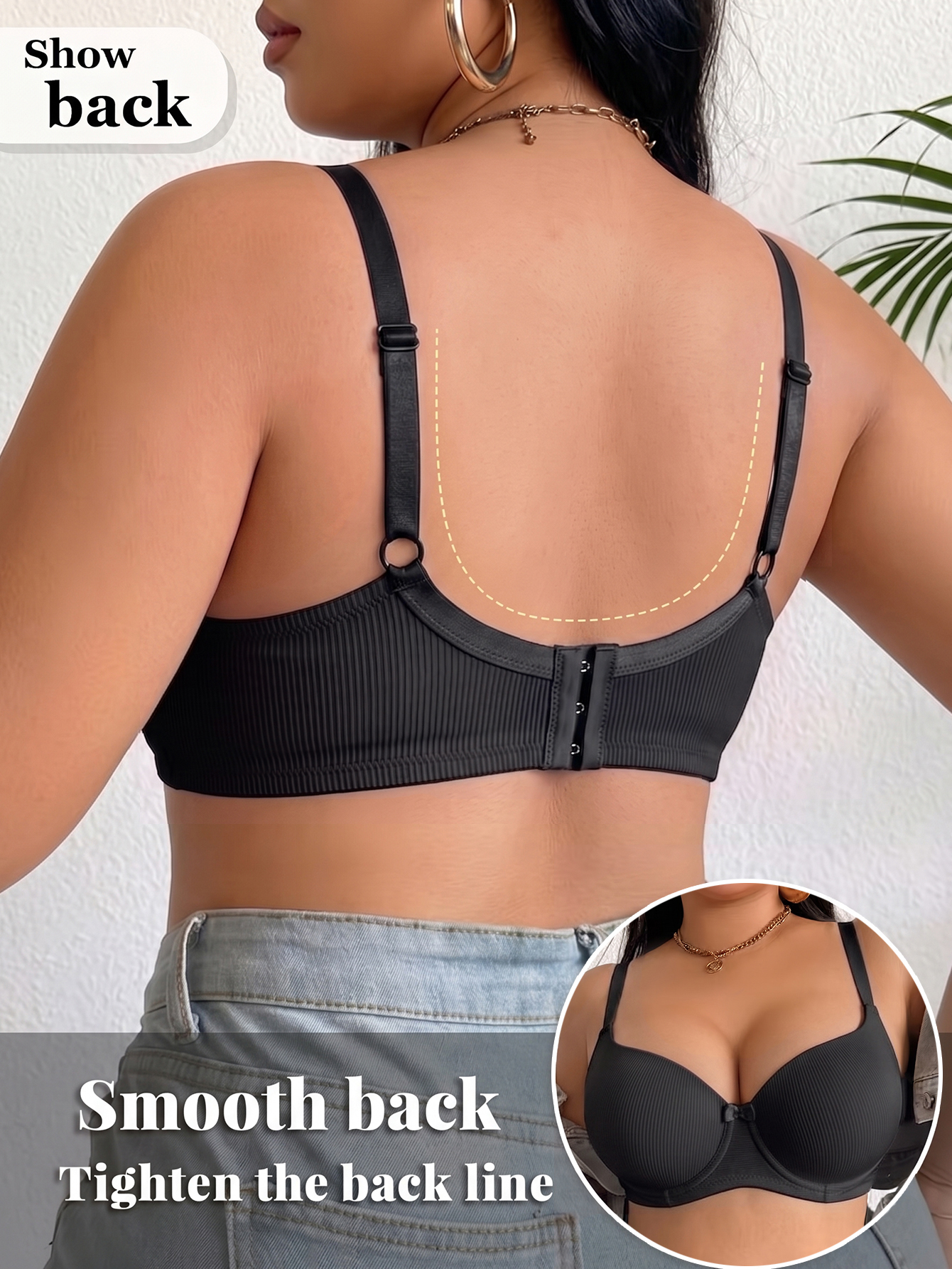 Plus Size Ribbed Women Bra Thi - Underwire Bra Padded บทวิจารณ์และราคา