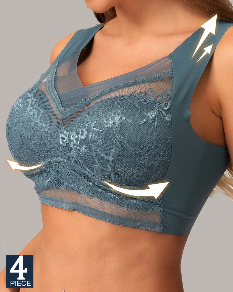 4Pcs Plus Size Women Seamless  - Sheer Bra Lace บทวิจารณ์และราคา