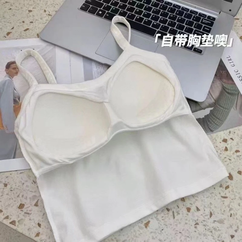 Crop Top Women Sexy Sleeveless - T Shirt Bra Seamless บทวิจารณ์และราคา